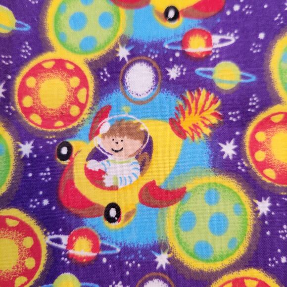 Cotton Fabric Child in Spaceship Space Planets Stars 1 Yd x 44” Hancock Fabrics - Picture 2 of 10